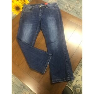 V Christina Jeans Size 14 Women's Mid Rise Med Wash Straight 34x26